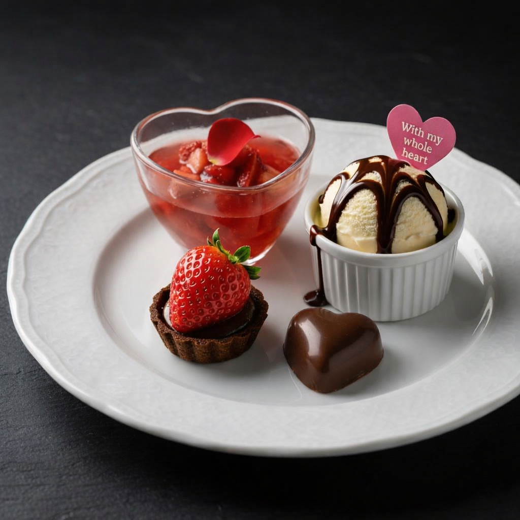 鉄板焼 契 - バレンタイン限定デザート四重奏